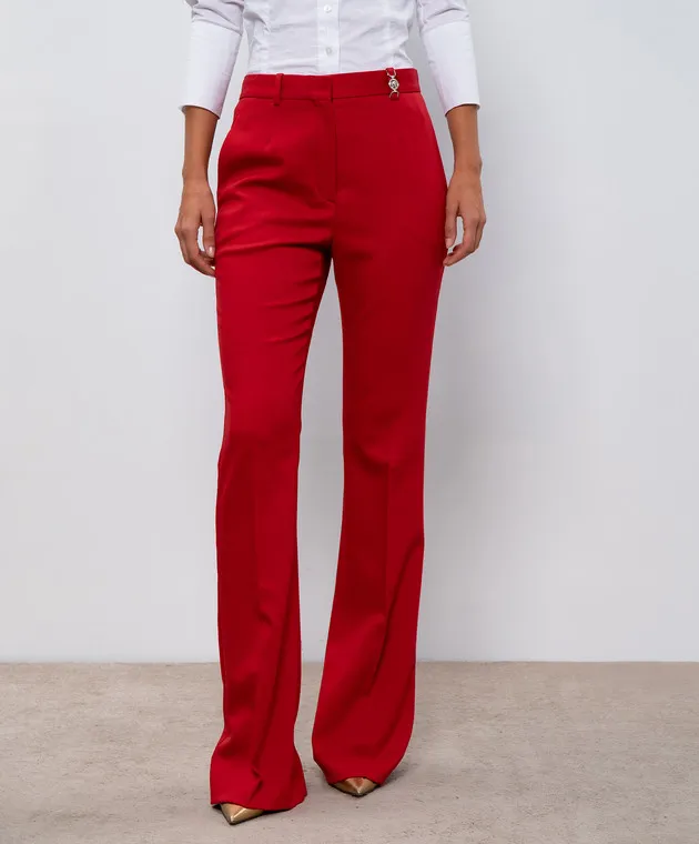 Versace Pantaloni a zampa di lana rossa 10131581A12258