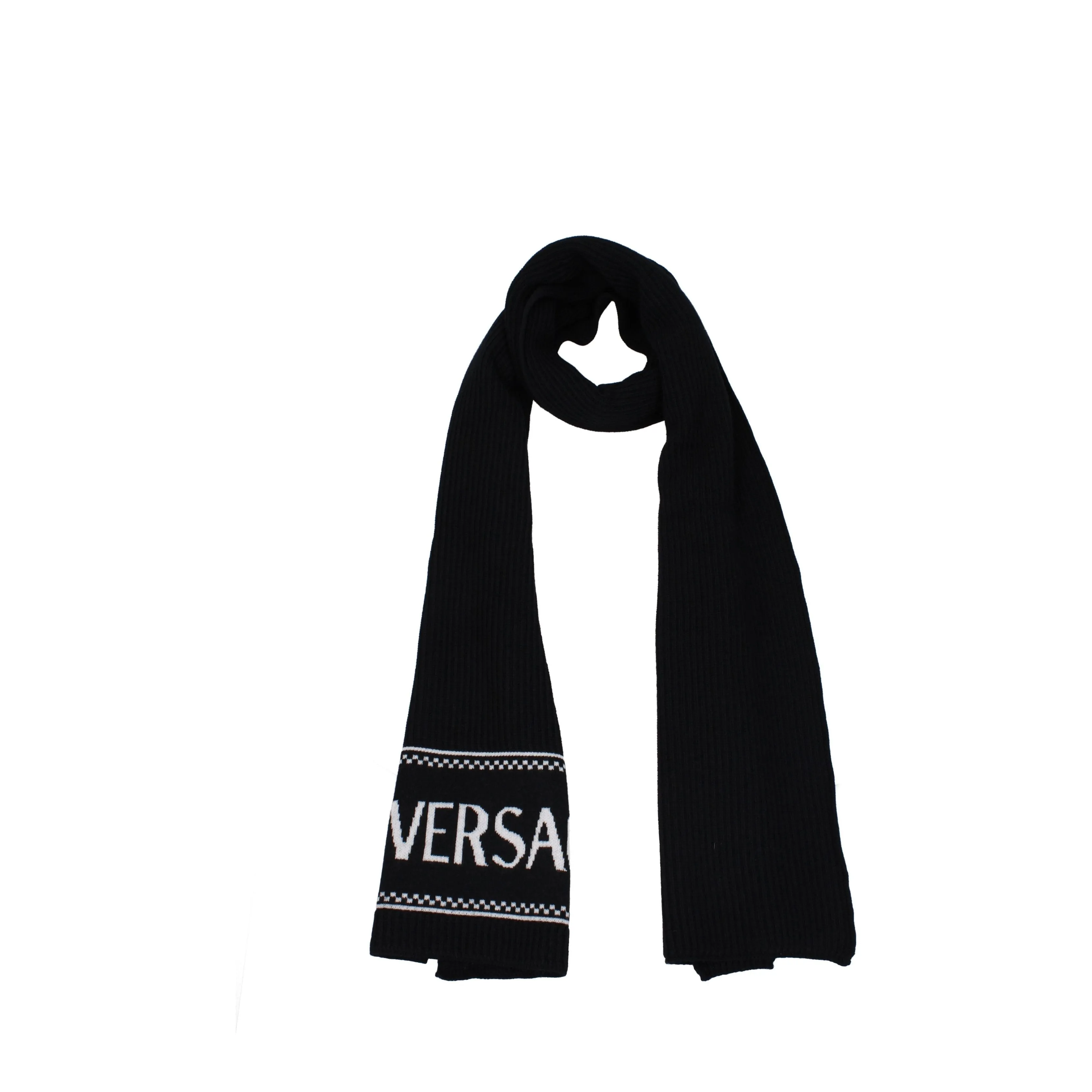 Versace Sciarpe Uomo Lana Vergine Nero/Bianco