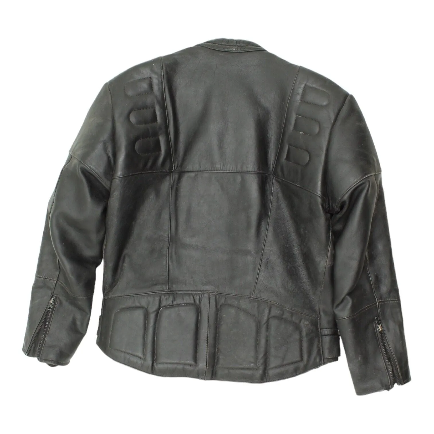 Vintage Mens Black Heavyweight Leather Motorcycle Jacket | Padded Biker Gear VTG