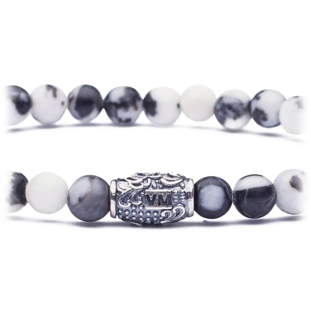 Viola Milano - Bracciale con Pietre Preziose da 6 mm - Sfumature di Grigio - Handmade in Italy - Luxury Exclusive Collection
