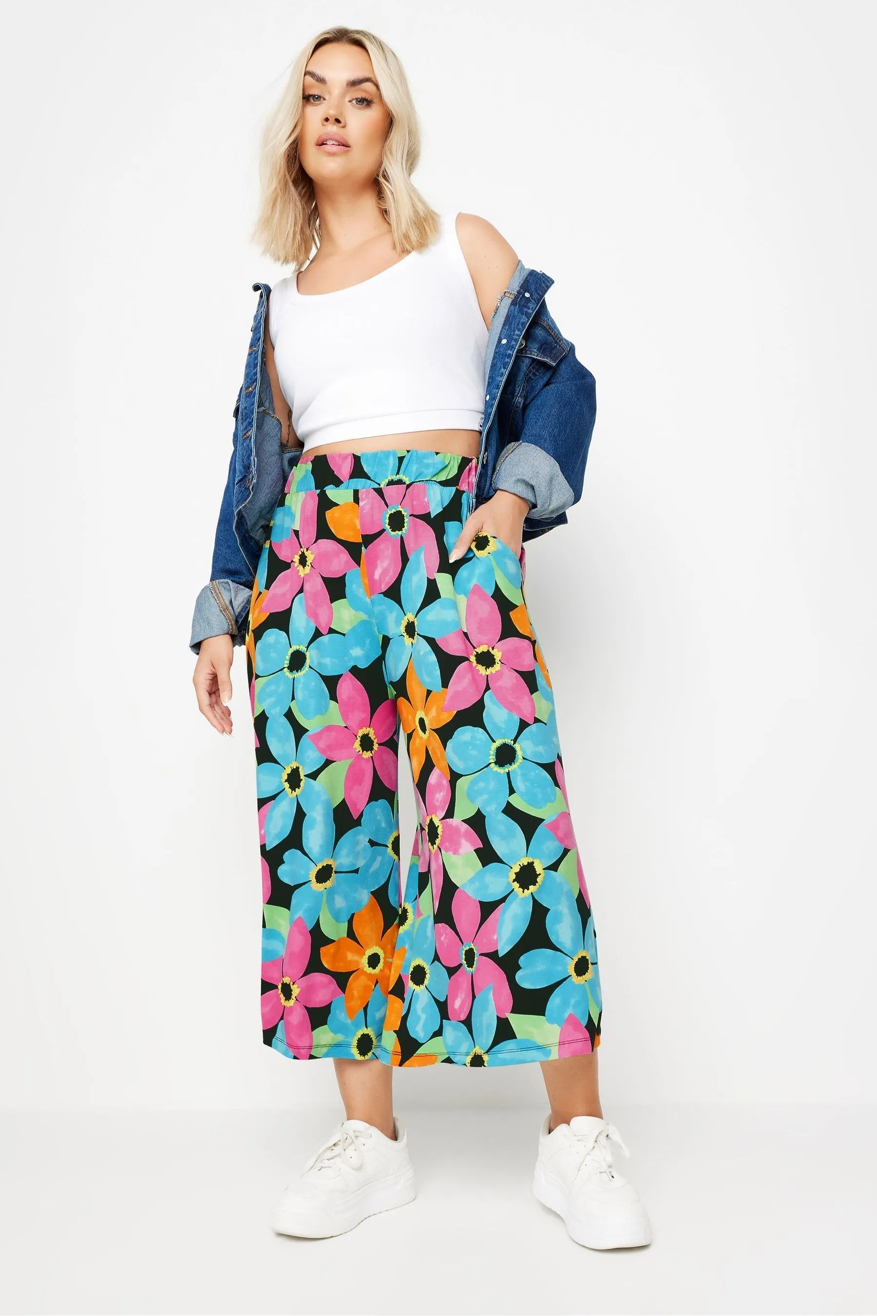 Yours Curve Floreale Stampa - Gonna pantalone al polpaccio