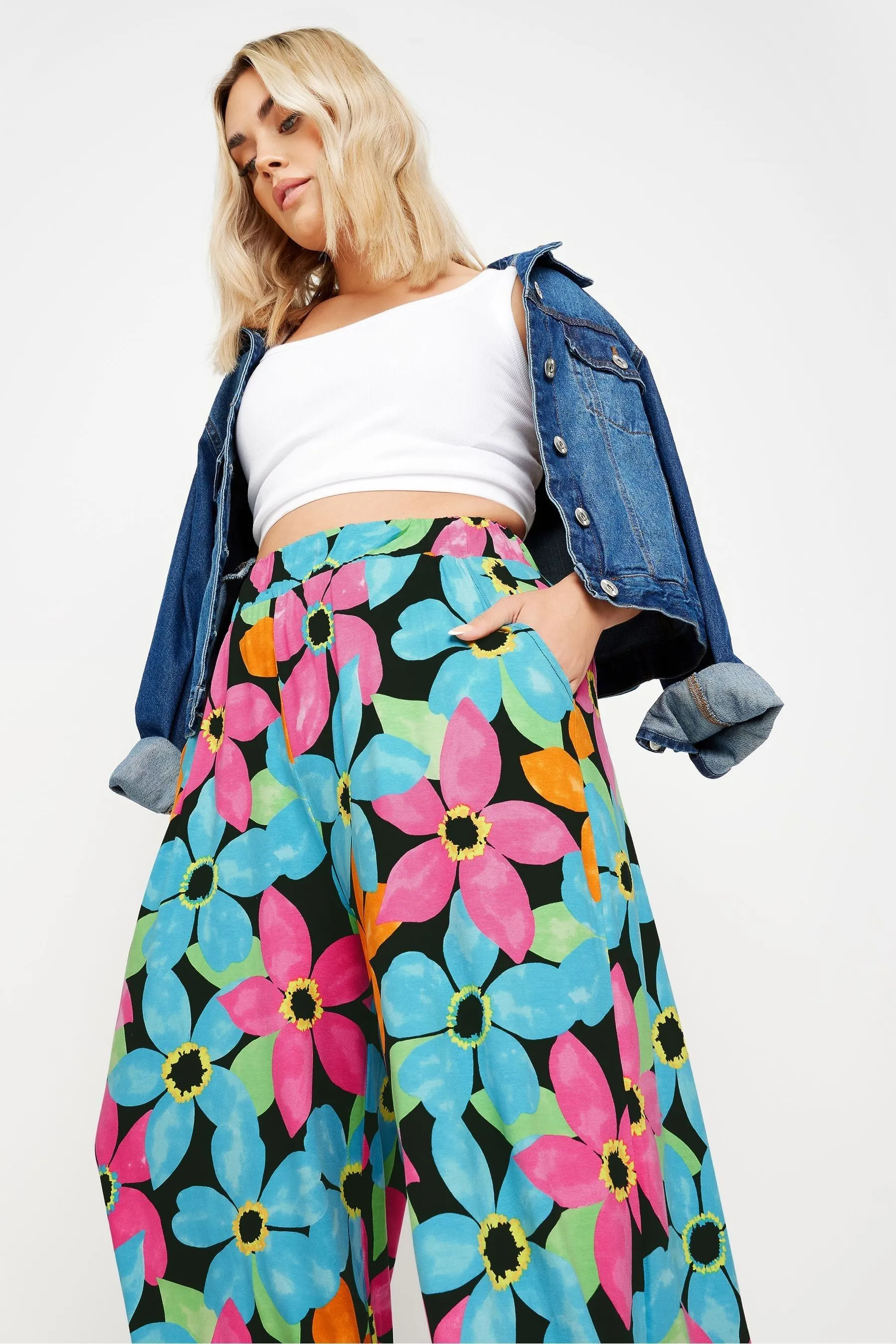 Yours Curve Floreale Stampa - Gonna pantalone al polpaccio