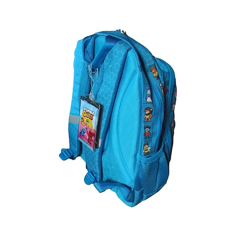 ZAINO DREAM ALL BLACK ORGANIZZATO SCUOLA STUMBLE GUYS 39X23X44CM 3 ZIP AZZURRO C/STAMPA PERSONAGGI POOL OVER TINTA UNITA