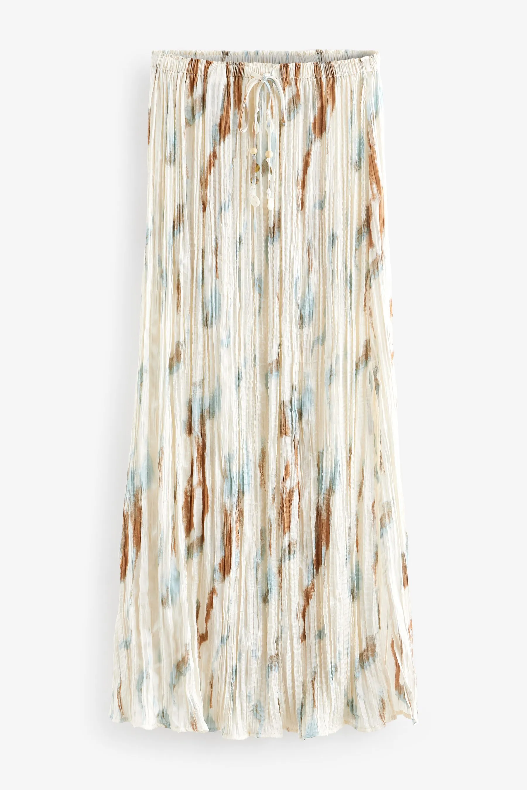 Écru/verde acqua  - Maxi gonna Satin stropicciata